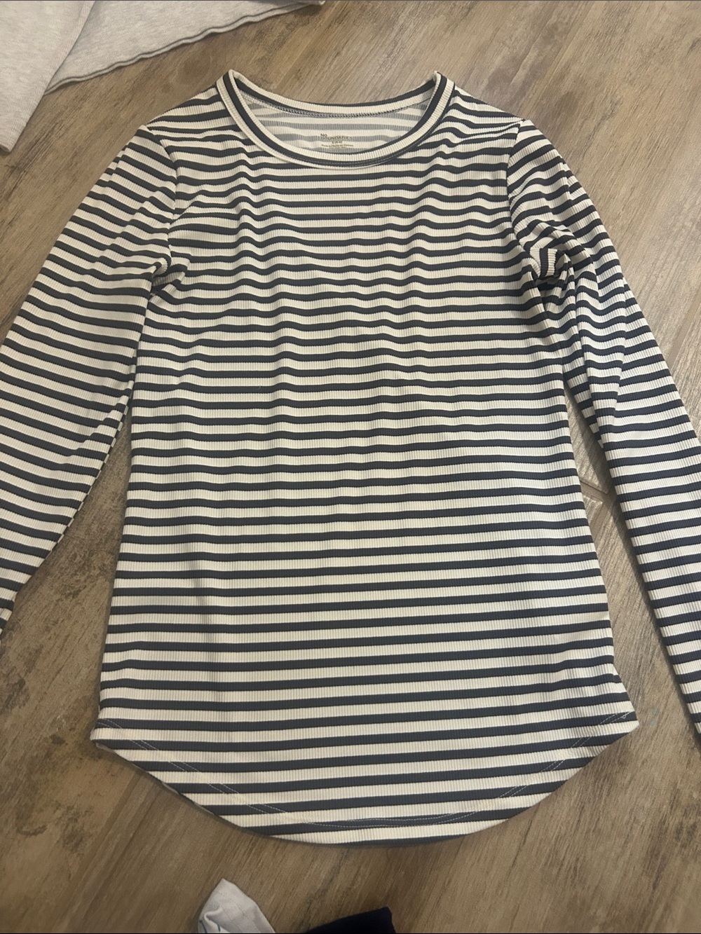 No Boundaries Navy and White Striped Long-Sleeve Crew